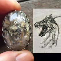 Cincin Artistik 3D Akik Gambar Kepala Naga AGT-245